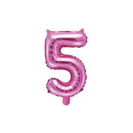 Globo foil "5" rosa oscuro