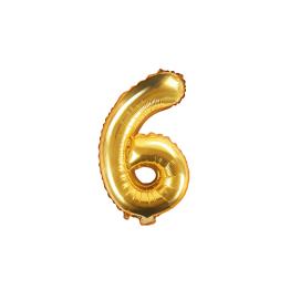 Globo foil "6" dorado (35 cm)