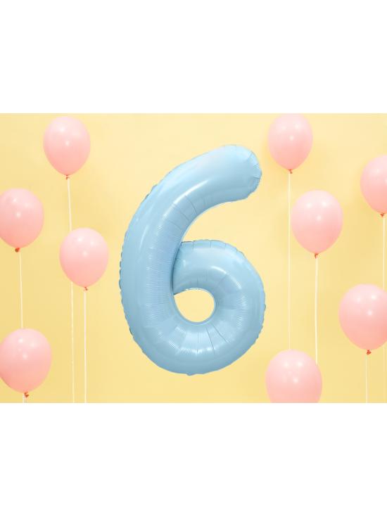 Globo foil "6" en azul claro 86 cm