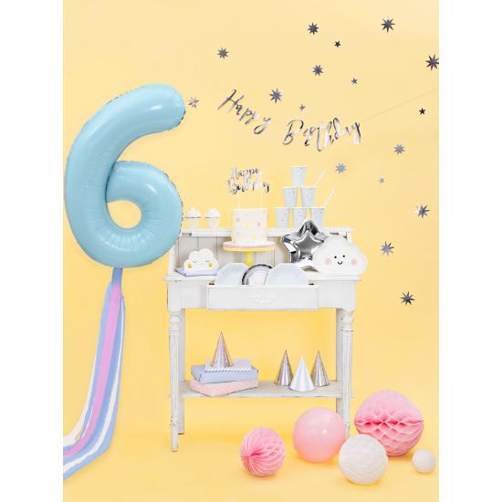 Globo foil "6" en azul claro 86 cm