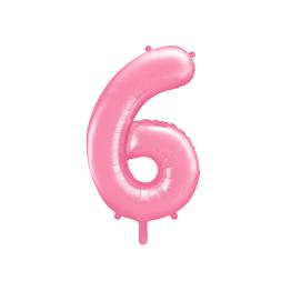 Globo foil "6" en rosa 86 cm