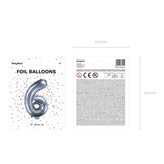 Globo foil "6" plateado