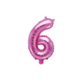 Globo foil "6" rosa oscuro