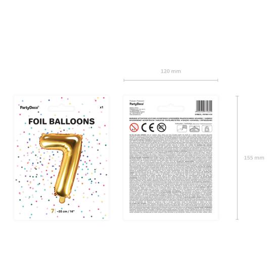 Globo foil "7" dorado (35 cm)