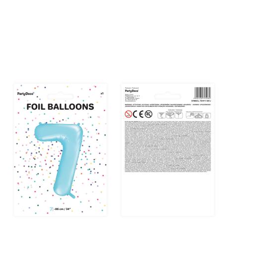 Globo foil "7" en azul claro 86 cm Globo foil "7" en azul claro 86 cm