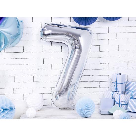 Globo foil "7" en plateado 86 cm