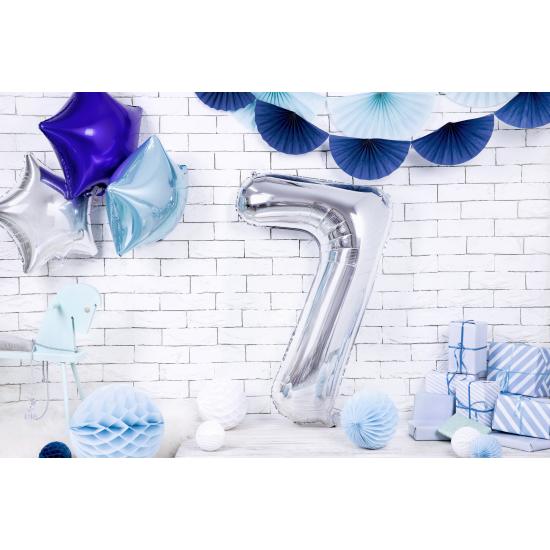 Globo foil "7" en plateado 86 cm