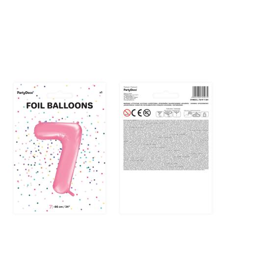 Globo foil "7" en rosa 86 cm