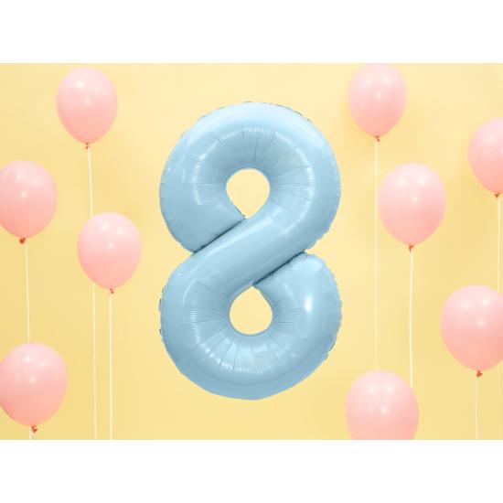 Globo foil "8" en azul claro 86 cm