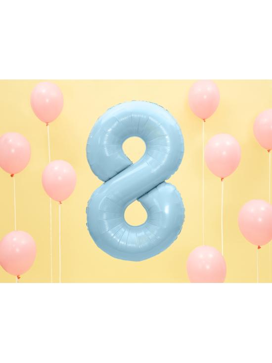 Globo foil "8" en azul claro 86 cm