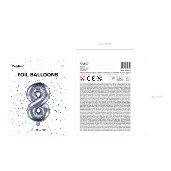 Globo foil "8" plateado