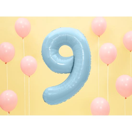 Globo foil "9" en azul claro 86 cm