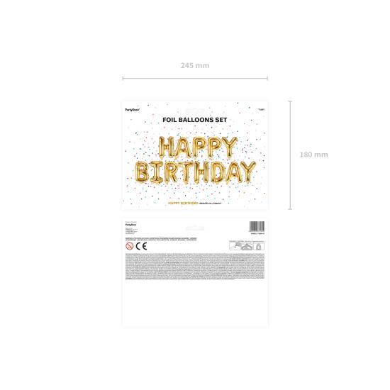 Globo foil "Happy Birthday" dorado