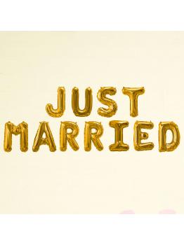 Globo foil "Just married" en dorado - Glitz & Glamour Black & Gold