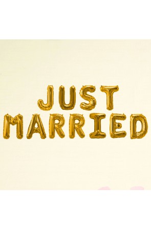 Globo foil "Just married" en dorado - Glitz & Glamour Black & Gold