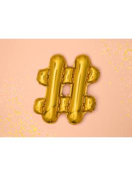 Globo foil hashtag dorado