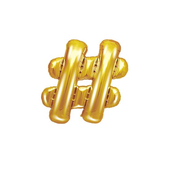 Globo foil hashtag dorado Globo foil hashtag dorado