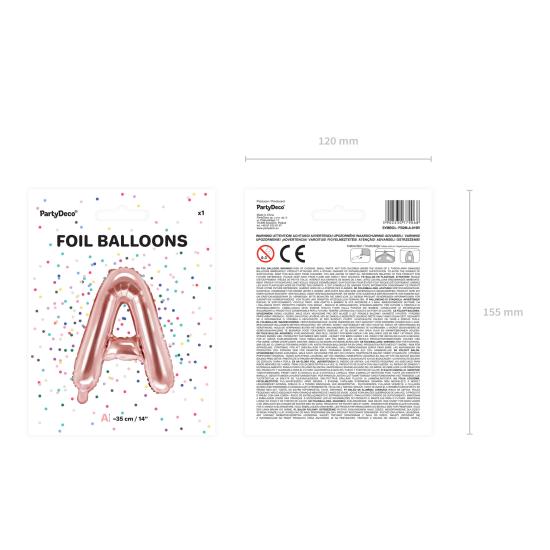 Globo foil letra A oro rosa (35 cm)