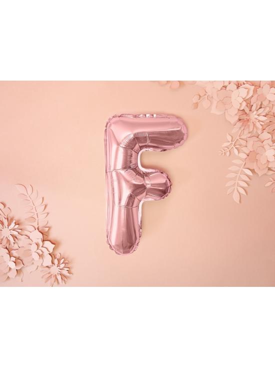 Globo foil letra F oro rosa