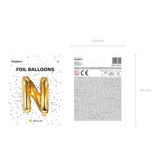 Globo foil letra N dorado Globo foil letra N dorado