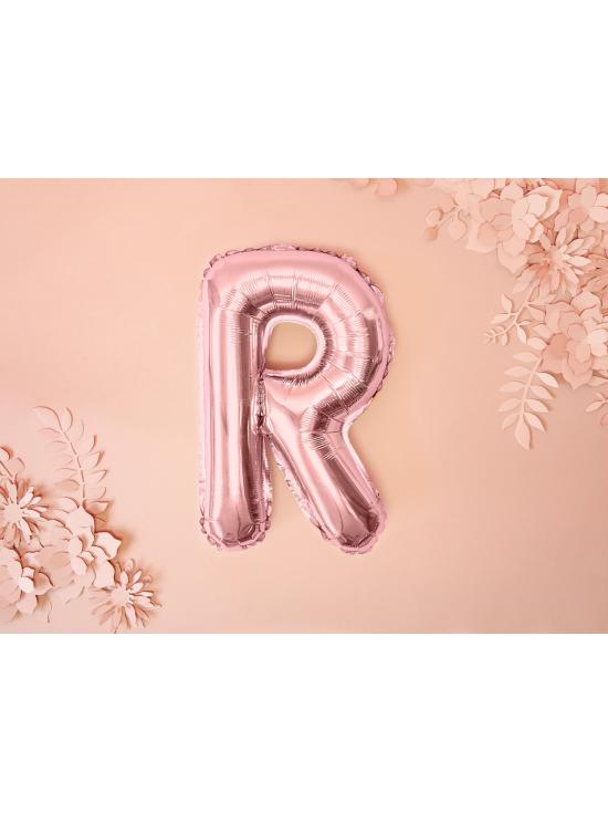 Globo foil letra R oro rosa