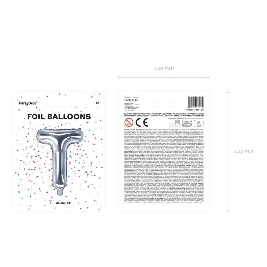 Globo foil letra T plateado Globo foil letra T plateado