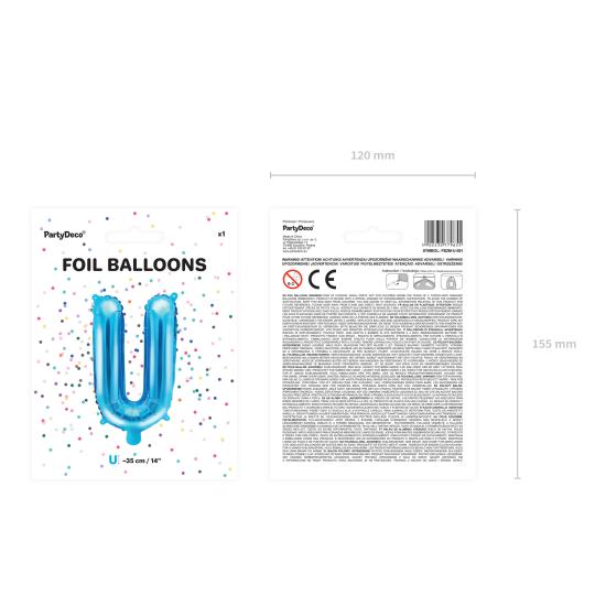 Globo foil letra U azul (35 cm)