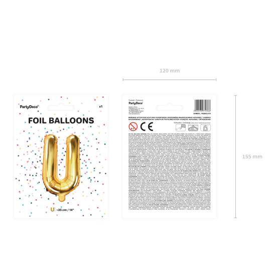 Globo foil letra U dorado (35 cm)