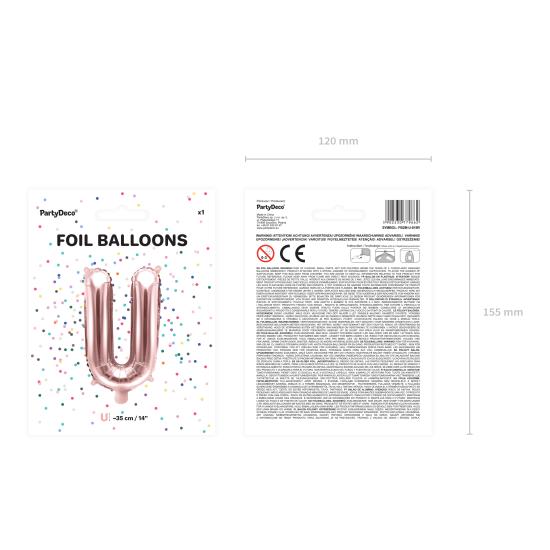 Globo foil letra U oro rosa (35 cm)