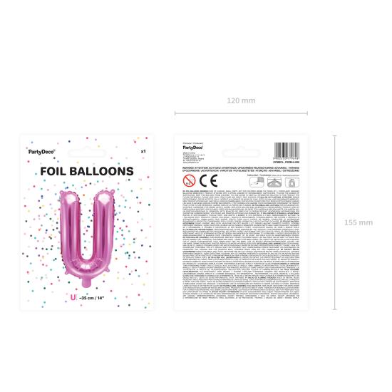 Globo foil letra U rosa oscuro (35 cm)