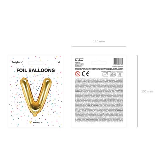 Globo foil letra V dorado (35 cm) Globo foil letra V dorado (35 cm)