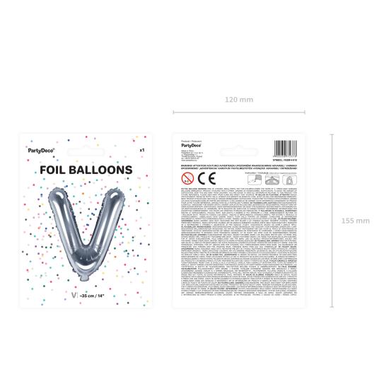 Globo foil letra V plateado (35 cm)