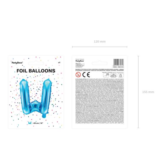 Globo foil letra W azul (35 cm)