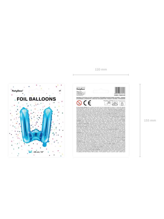 Globo foil letra W azul (35 cm)