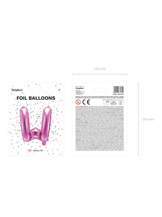 Globo foil letra W rosa oscuro (35 cm)