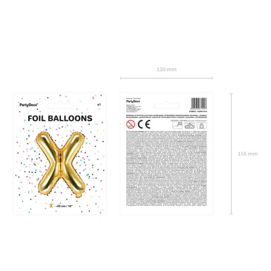 Globo foil letra X dorado (35 cm) Globo foil letra X dorado (35 cm)