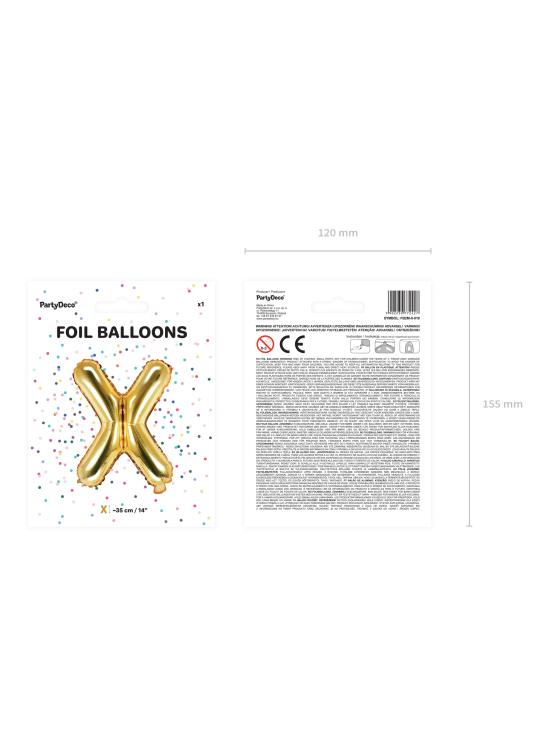 Globo foil letra X dorado (35 cm)