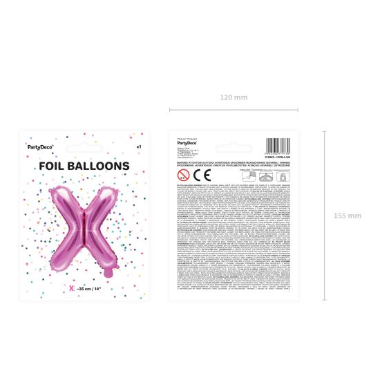 Globo foil letra X rosa oscuro (35 cm) Globo foil letra X rosa oscuro (35 cm)