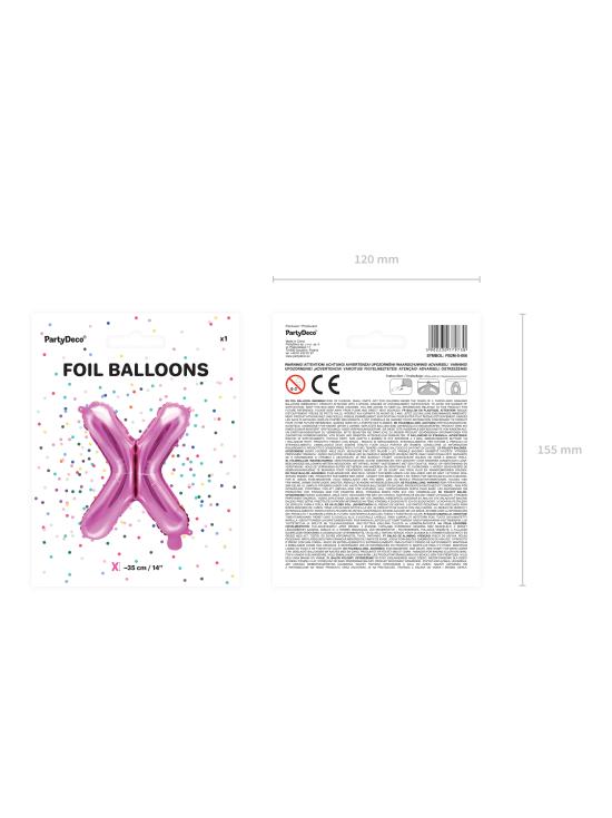 Globo foil letra X rosa oscuro (35 cm)