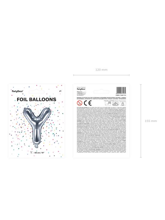 Globo foil letra Y plateado (35 cm)
