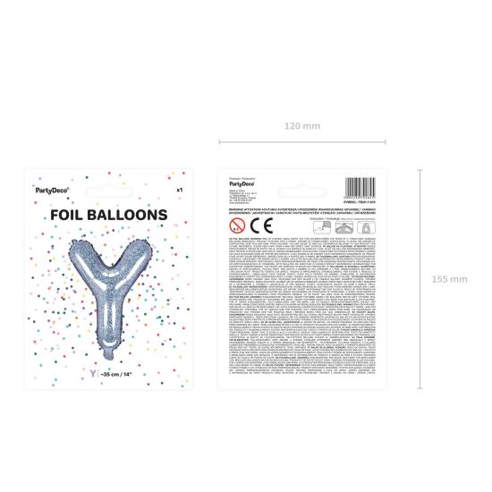 Globo foil letra Y plateado con purpurina