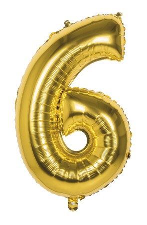 Globo número 6 dorado 86 cm