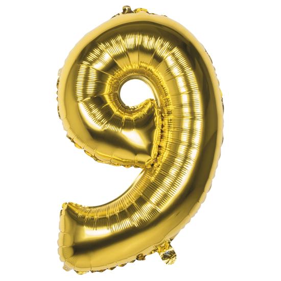 Globo número 9 dorado 86 cm