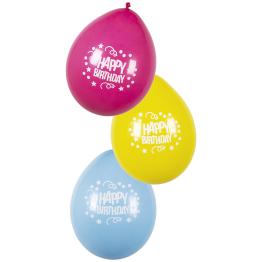 Globos "Happy Birthday" tres colores (25 cm)
