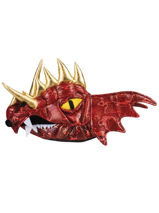 Gorro de dragón rojo con cuernos para adulto