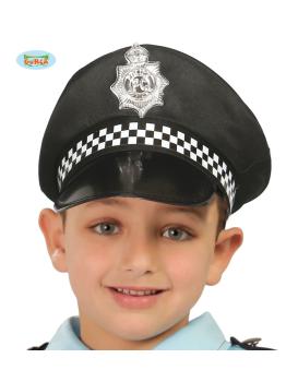 Gorro de policía negro infantil