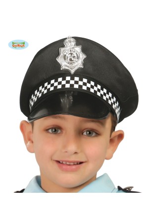 Gorro de policía negro infantil