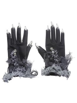 Guantes con uñas plateadas y cascabeles