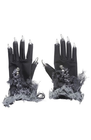 Guantes con uñas plateadas y cascabeles