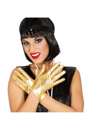 Guantes cortos dorados para adulto ^